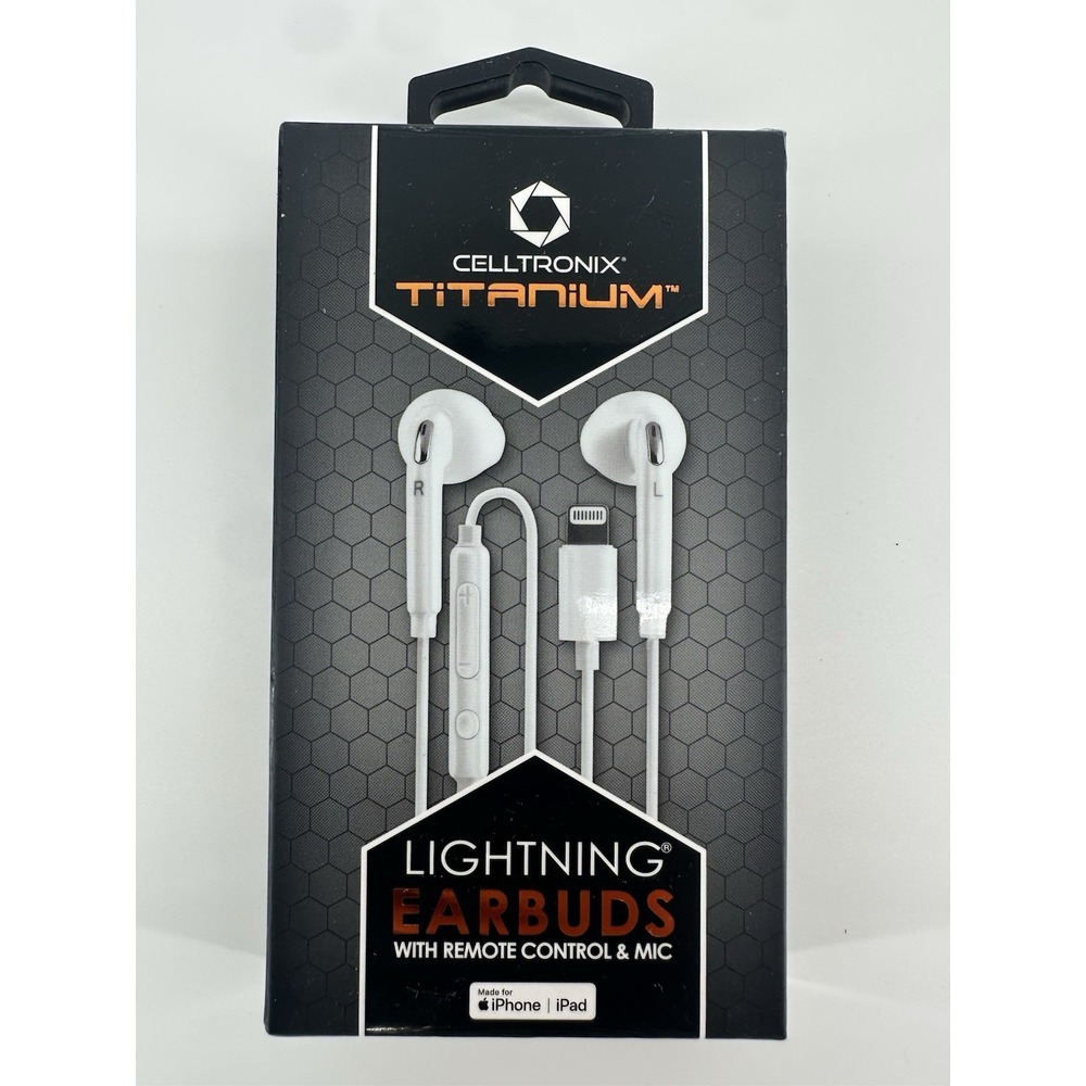 Celltronix Titanium Lightning Earbuds White Built-in Microphone Lightning